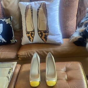Calvin Klein Yellow and Cream Heels